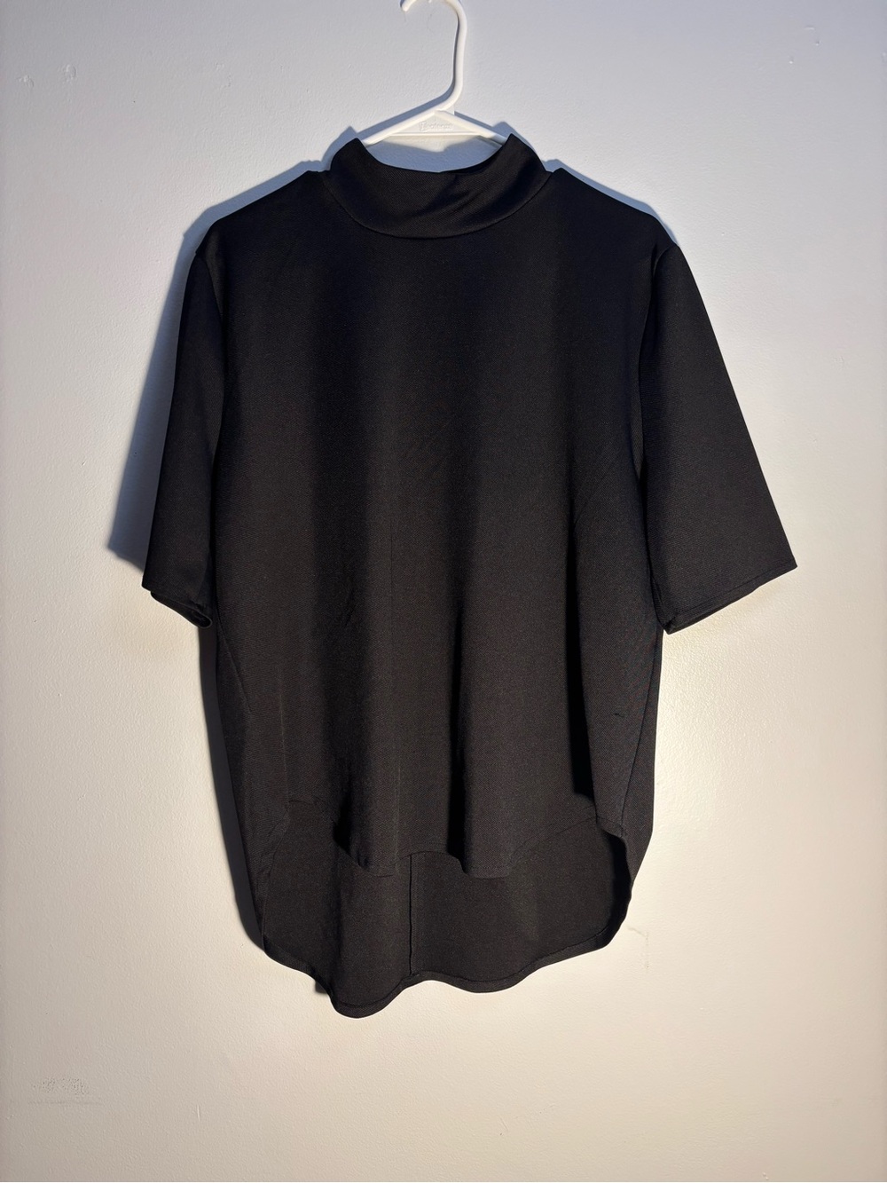 Zara Black Short-Sleeve Mock Neck Shirt